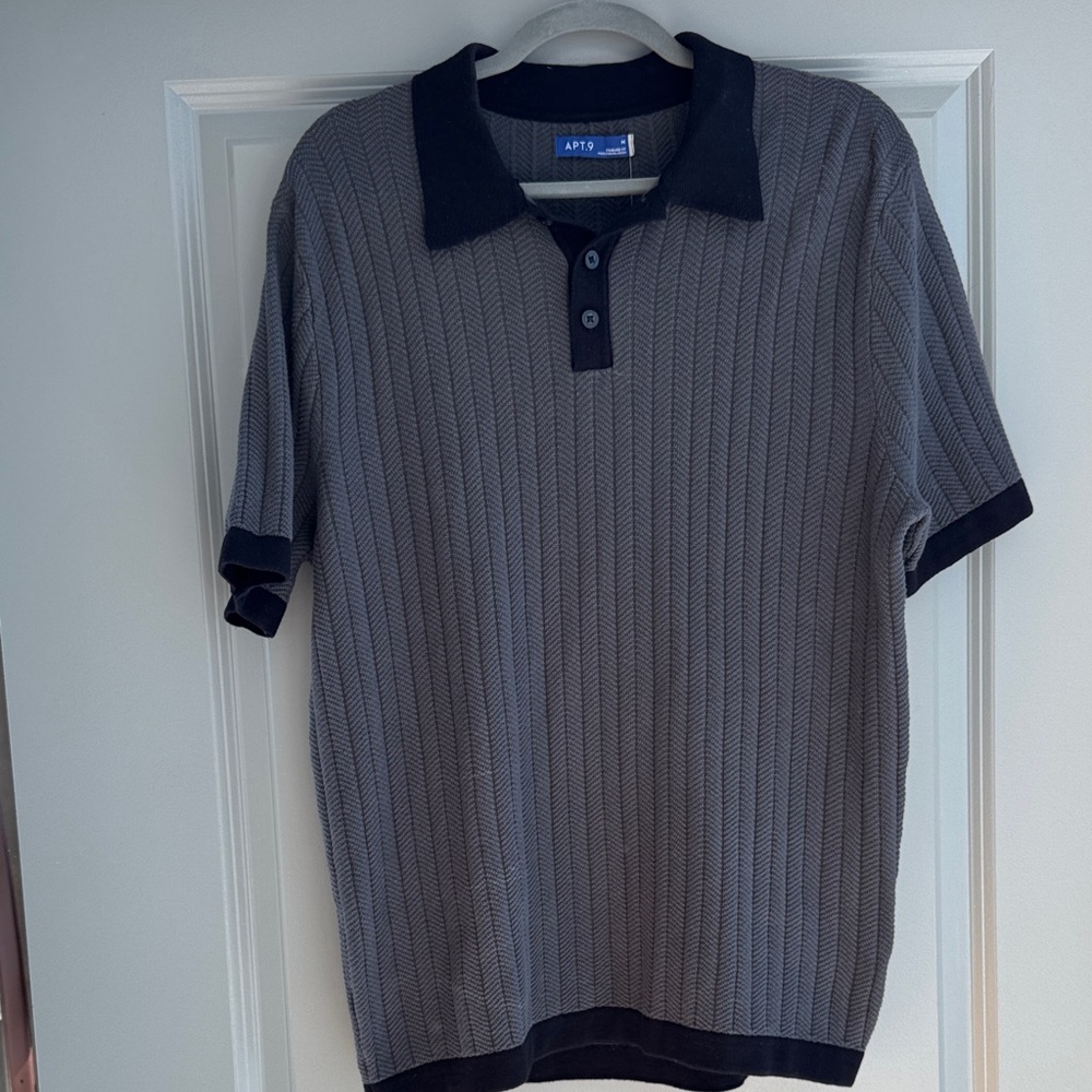 Apt. 9 Men's Charcoal and Black Polo Shirt